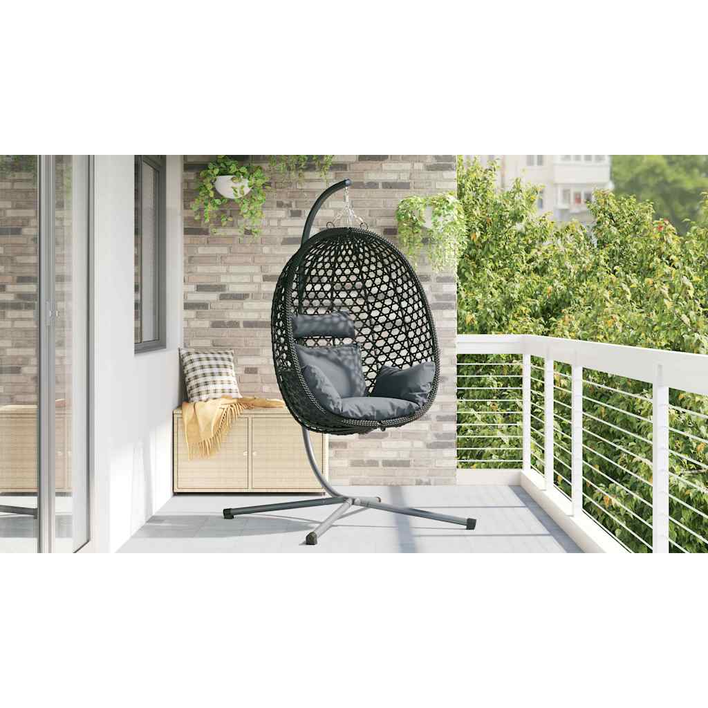 Hängendes Ei-Stuhl Poly-Rattan 104 x 100 x 191 cm Schwarz