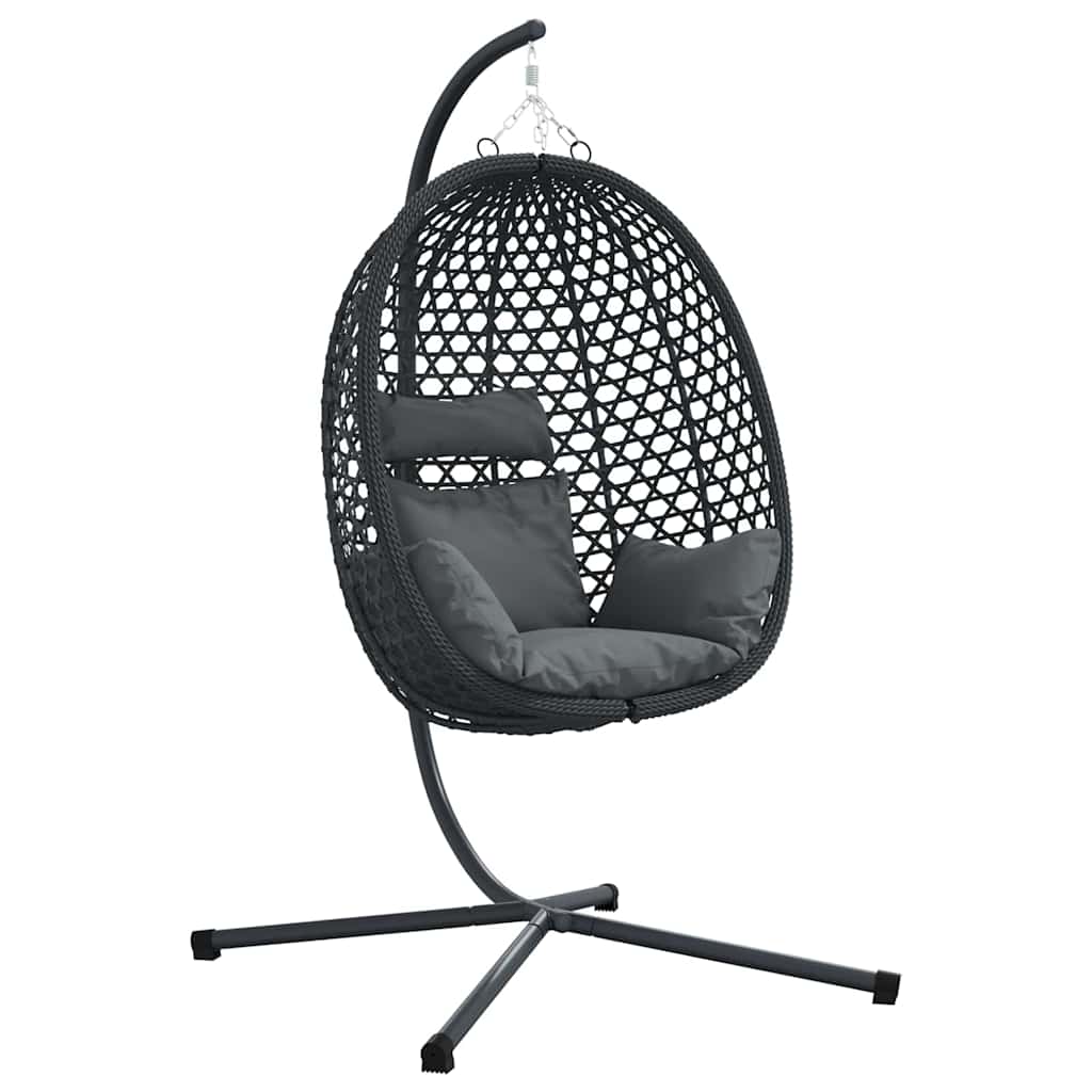Hängendes Ei-Stuhl Poly-Rattan 104 x 100 x 191 cm Schwarz