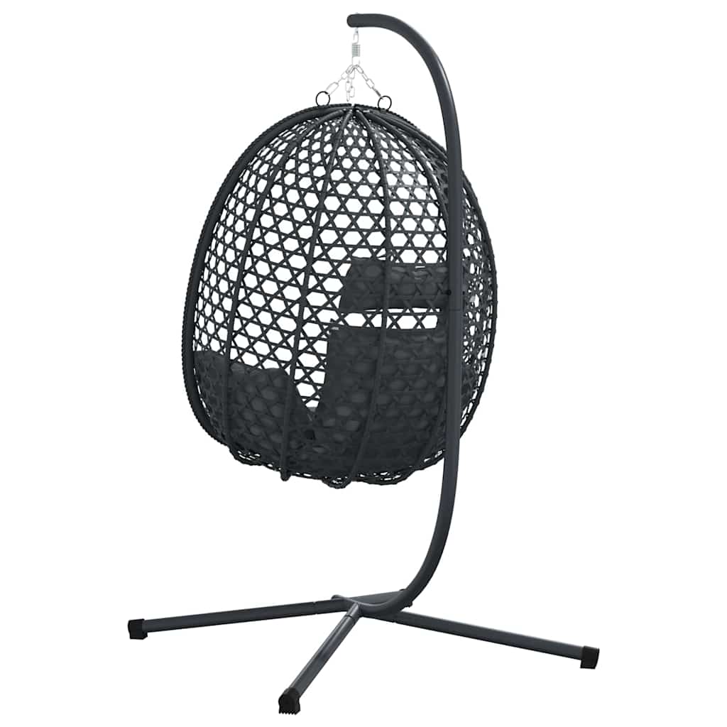 Hängendes Ei-Stuhl Poly-Rattan 104 x 100 x 191 cm Schwarz