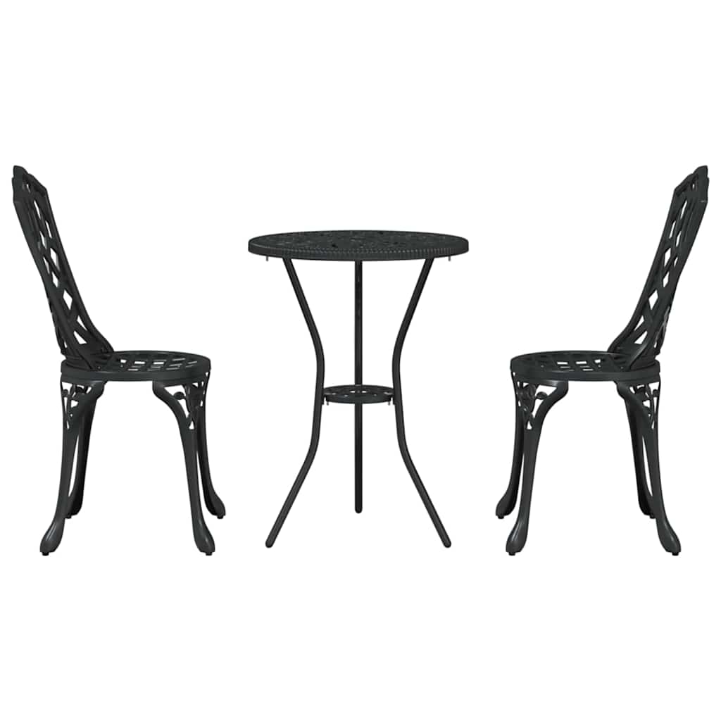 Garten Bistro Set 3 Stk. Schwarz Aluminium