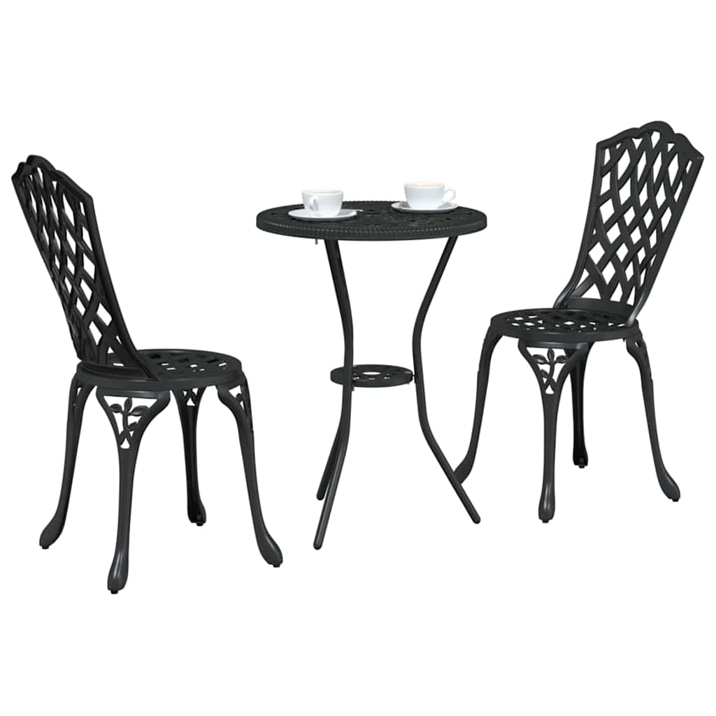 Garten Bistro Set 3 Stk. Schwarz Aluminium