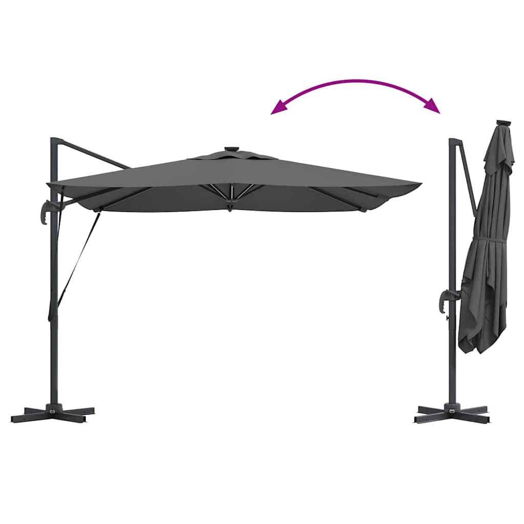 Sonnenschirm mit LED-Lichtleisten Anthrazit 286 x 284 x 270 cm