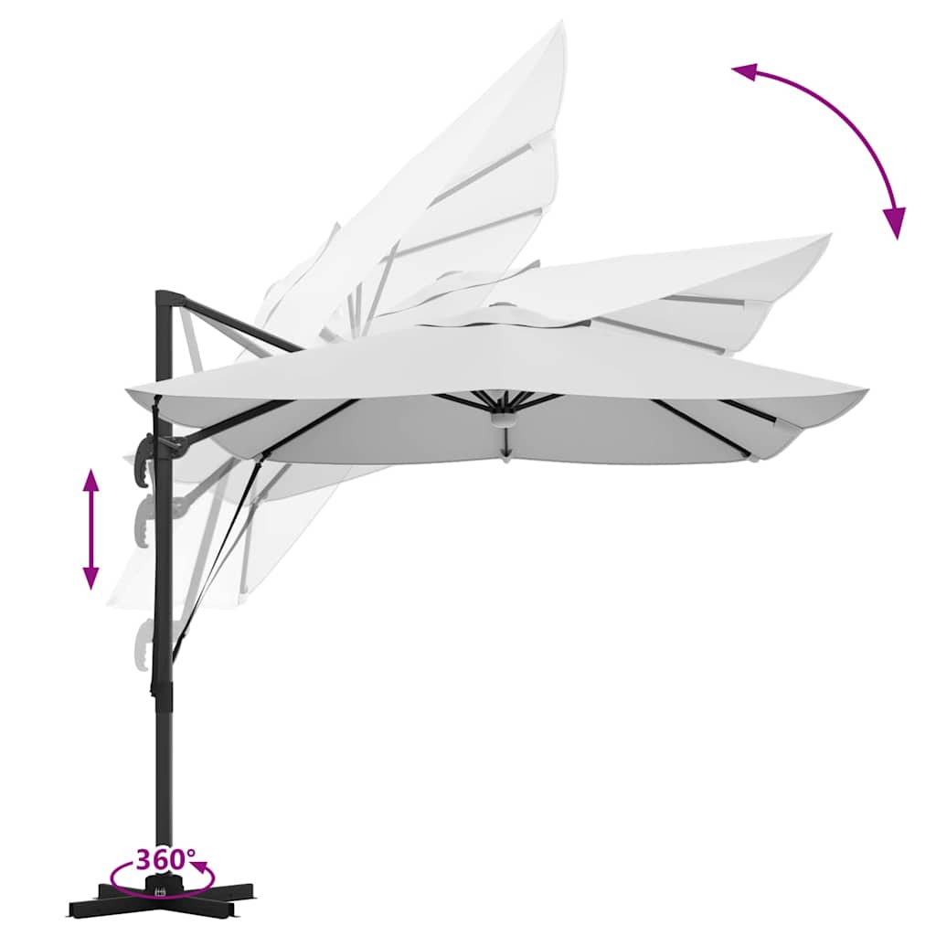 Sonnenschirm Sand 351 x 250 x 253 cm Polyester und Aluminium