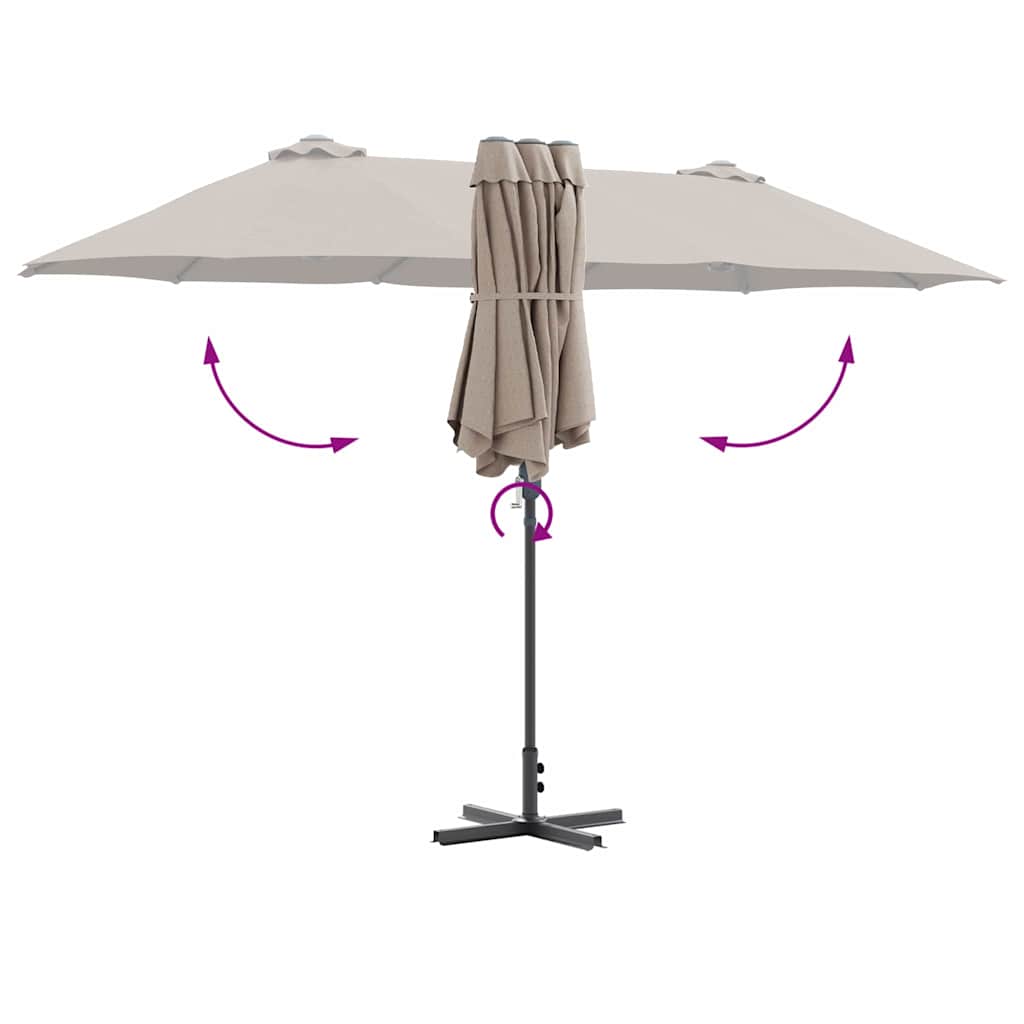 Garten-Sonnenschirm Taupe 370 x 197 x 239 cm