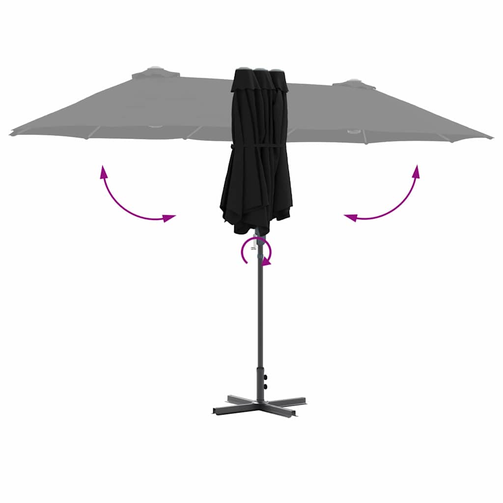 Garten-Sonnenschirm Schwarz 370 x 197 x 239 cm