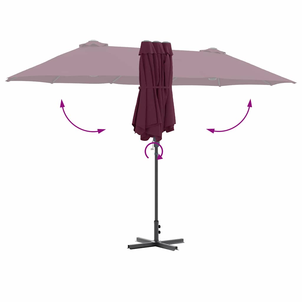 Garten-Sonnenschirm Bordeauxrot 370 x 197 x 239 cm