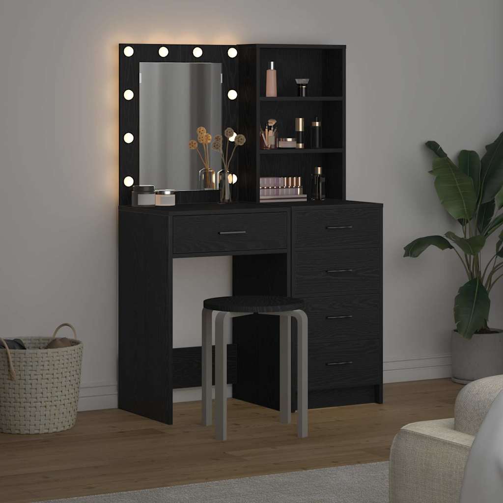 Schminktisch 2 stk. Schwarz 50 x 41 x 135 cm Holzwerkstoff
