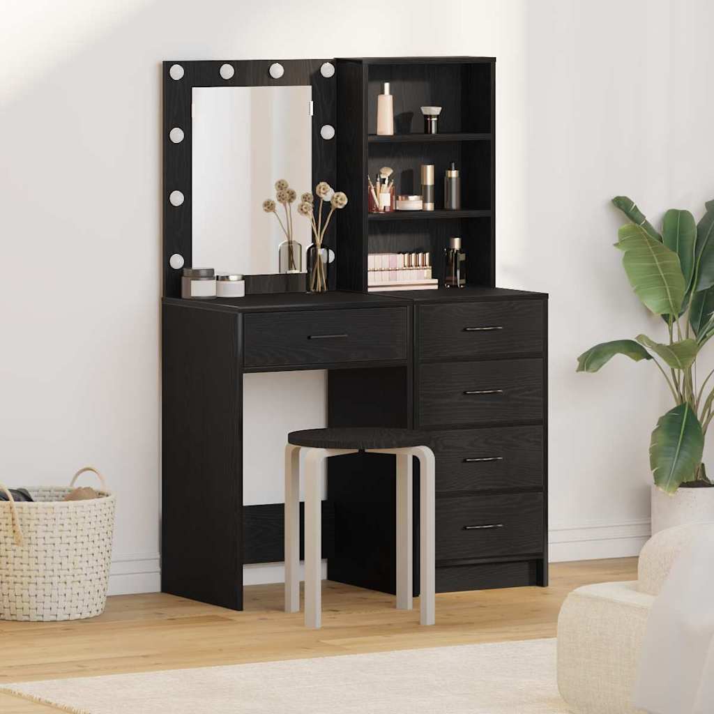 Schminktisch 2 stk. Schwarz 50 x 41 x 135 cm Holzwerkstoff