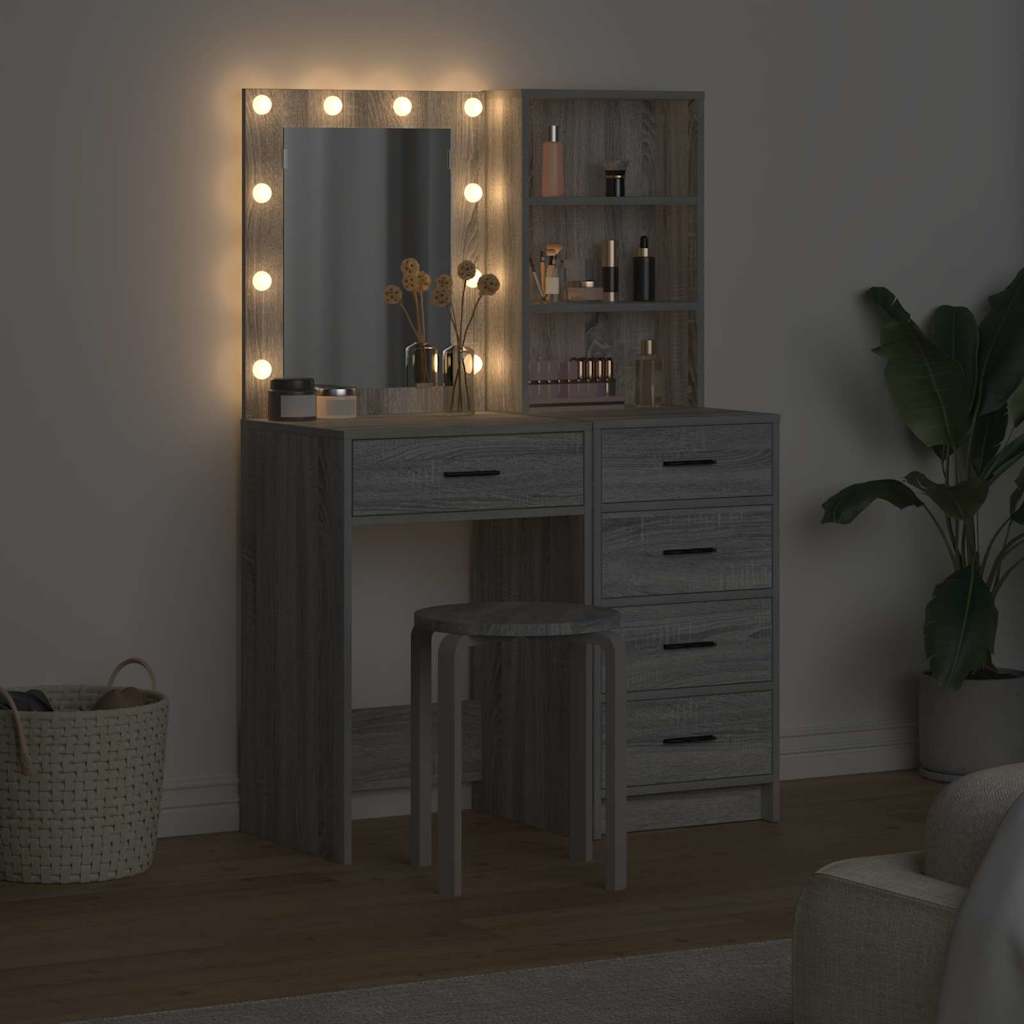 Schminktisch 2 stk. Grau 50 x 41 x 135 cm Holzwerkstoff