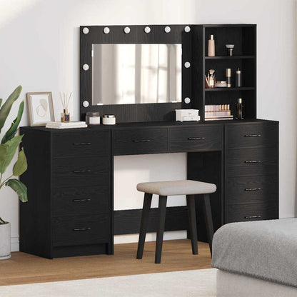 Schminktisch 3 stk. Schwarz Eichen-Optik 78,5 x 41 x 135 cm
