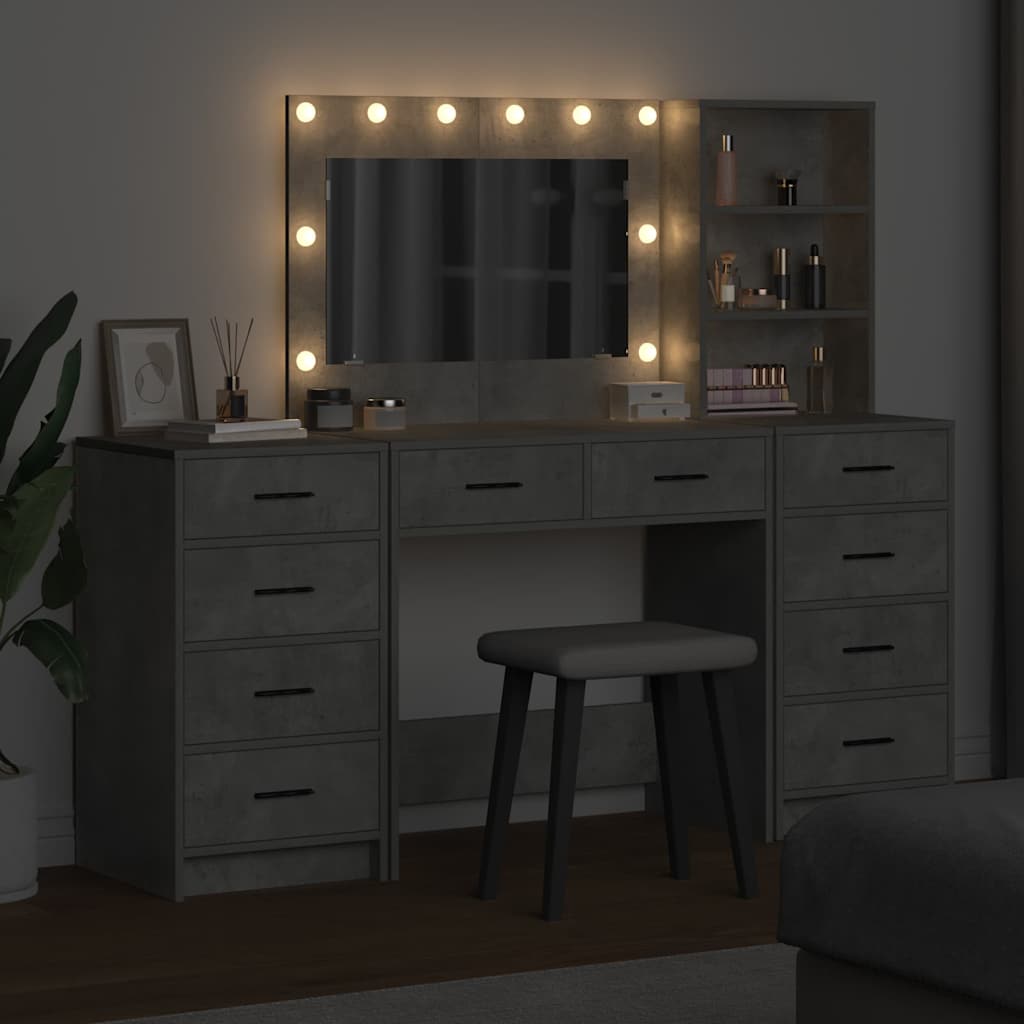 Schminktisch 3 stk. Betongrau 78,5 x 41 x 135 cm Holzwerkstoff