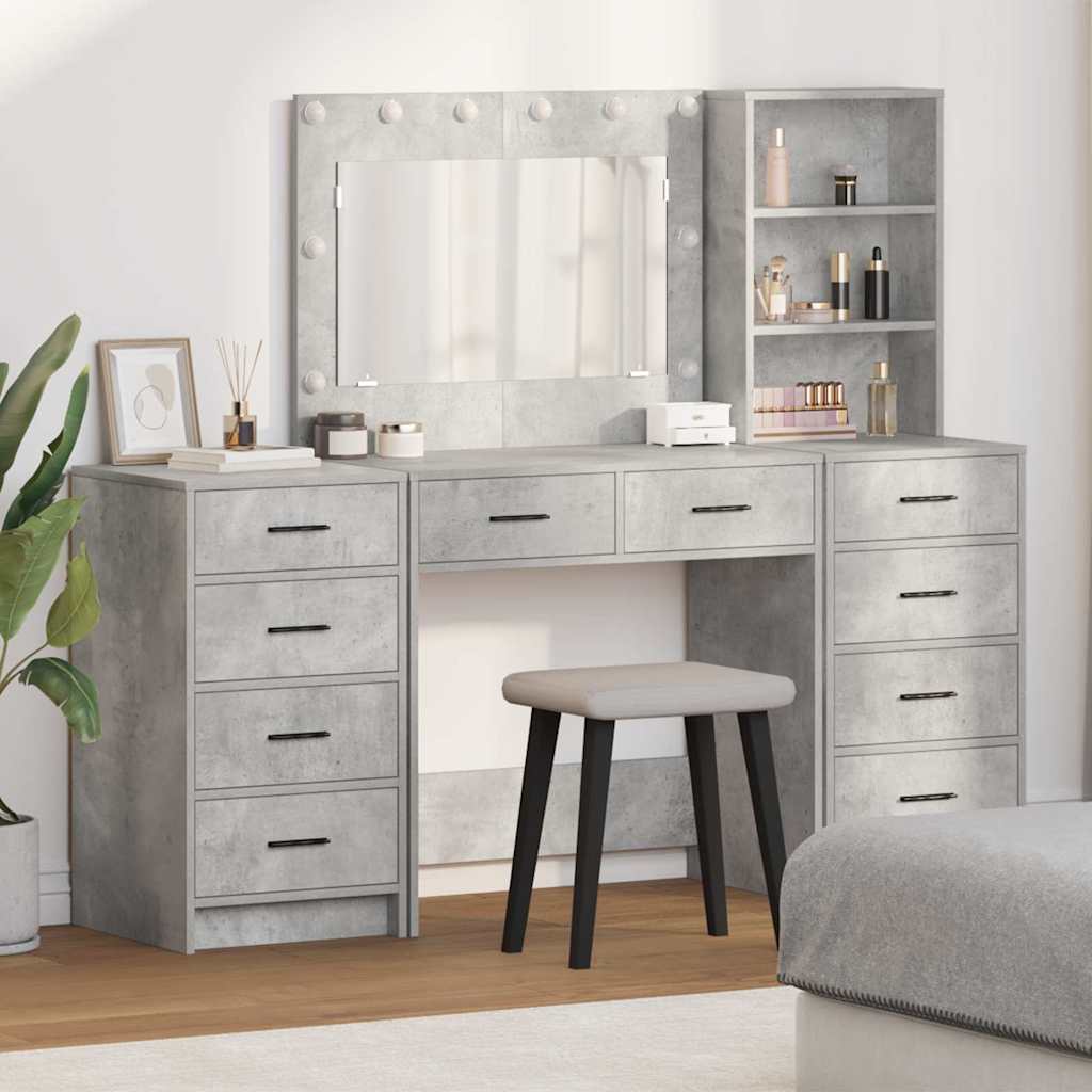 Schminktisch 3 stk. Betongrau 78,5 x 41 x 135 cm Holzwerkstoff