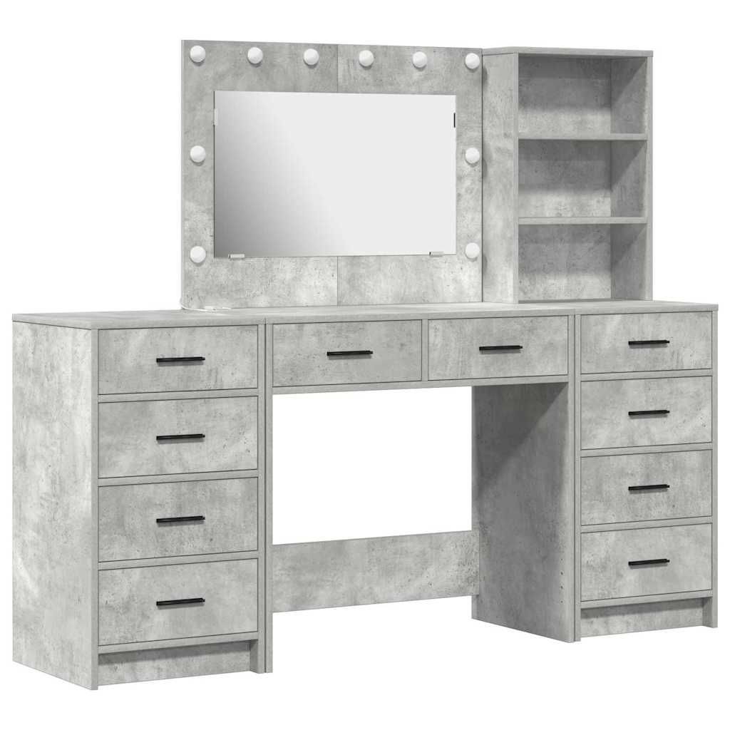 Schminktisch 3 stk. Betongrau 78,5 x 41 x 135 cm Holzwerkstoff