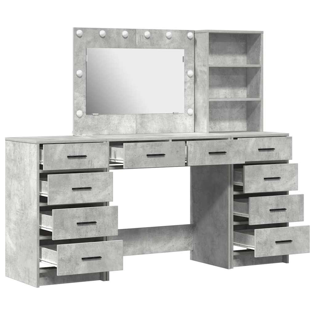 Schminktisch 3 stk. Betongrau 78,5 x 41 x 135 cm Holzwerkstoff