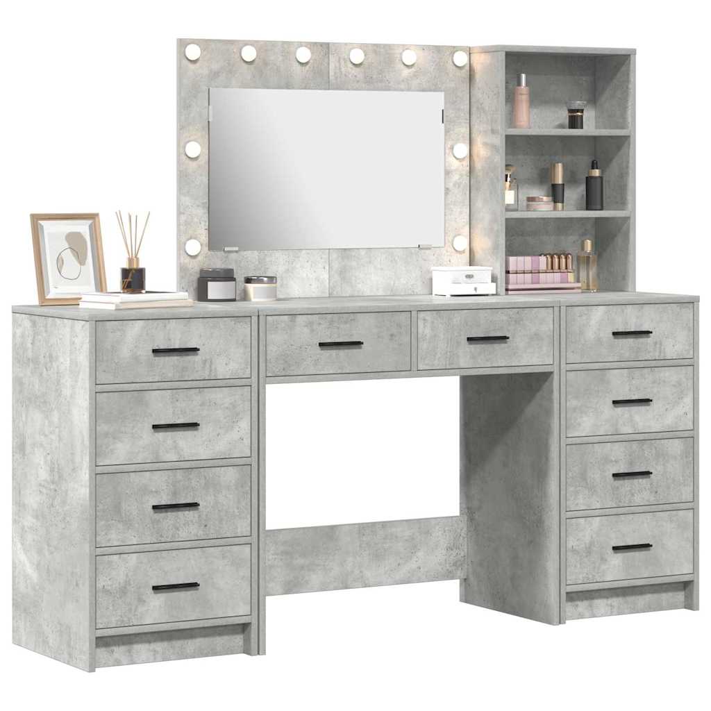 Schminktisch 3 stk. Betongrau 78,5 x 41 x 135 cm Holzwerkstoff