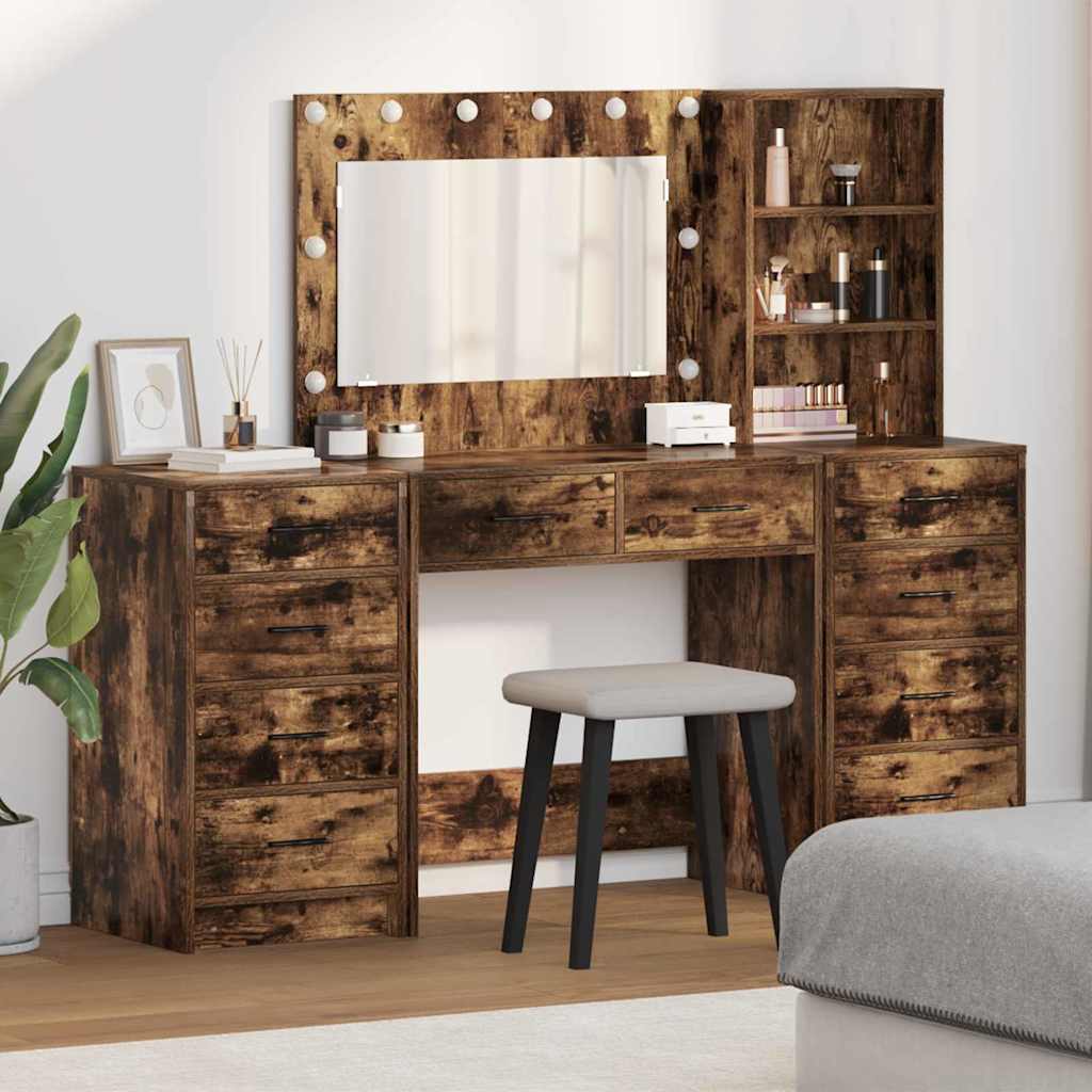 Schminktisch 3 stk. Räuchereiche 78,5 x 41 x 135 cm