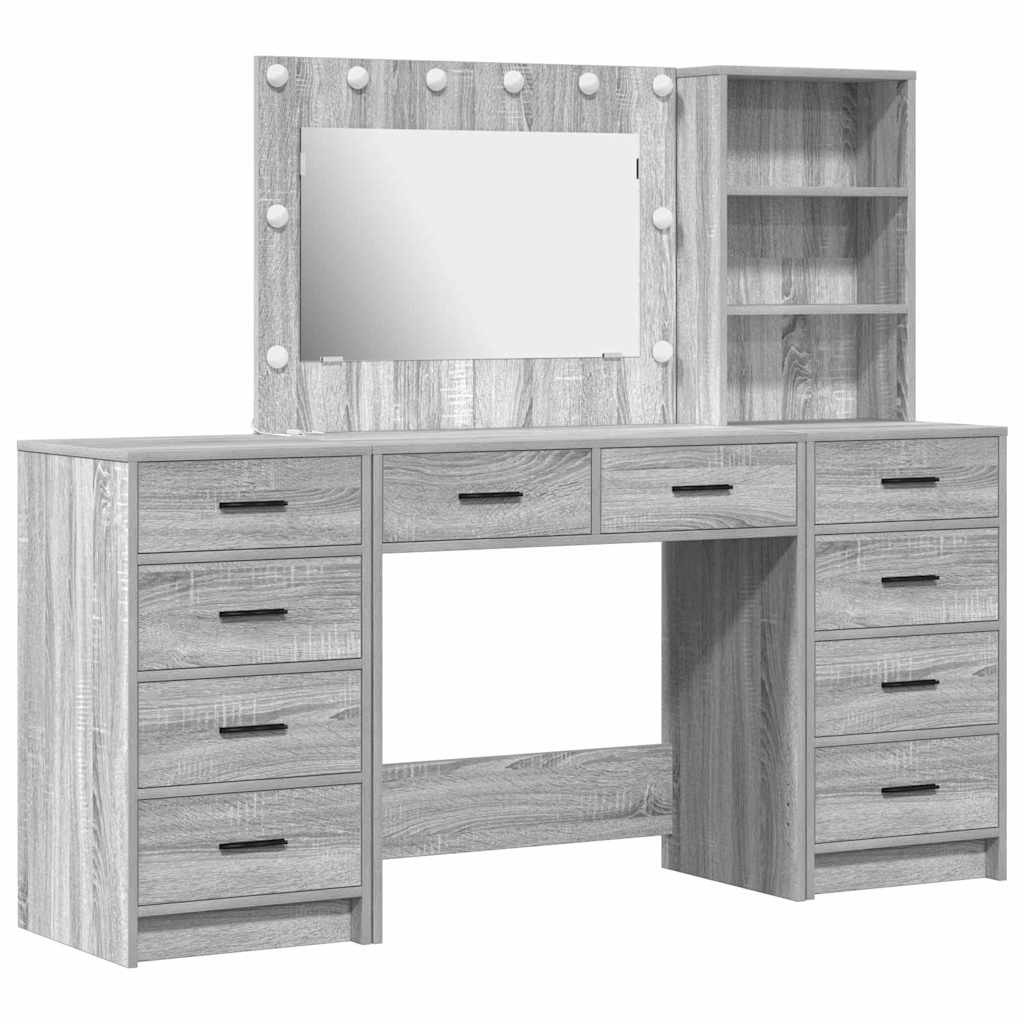 Schminktisch mit Schubladen 3 pcs Graues Sonoma Holzwerkstoff