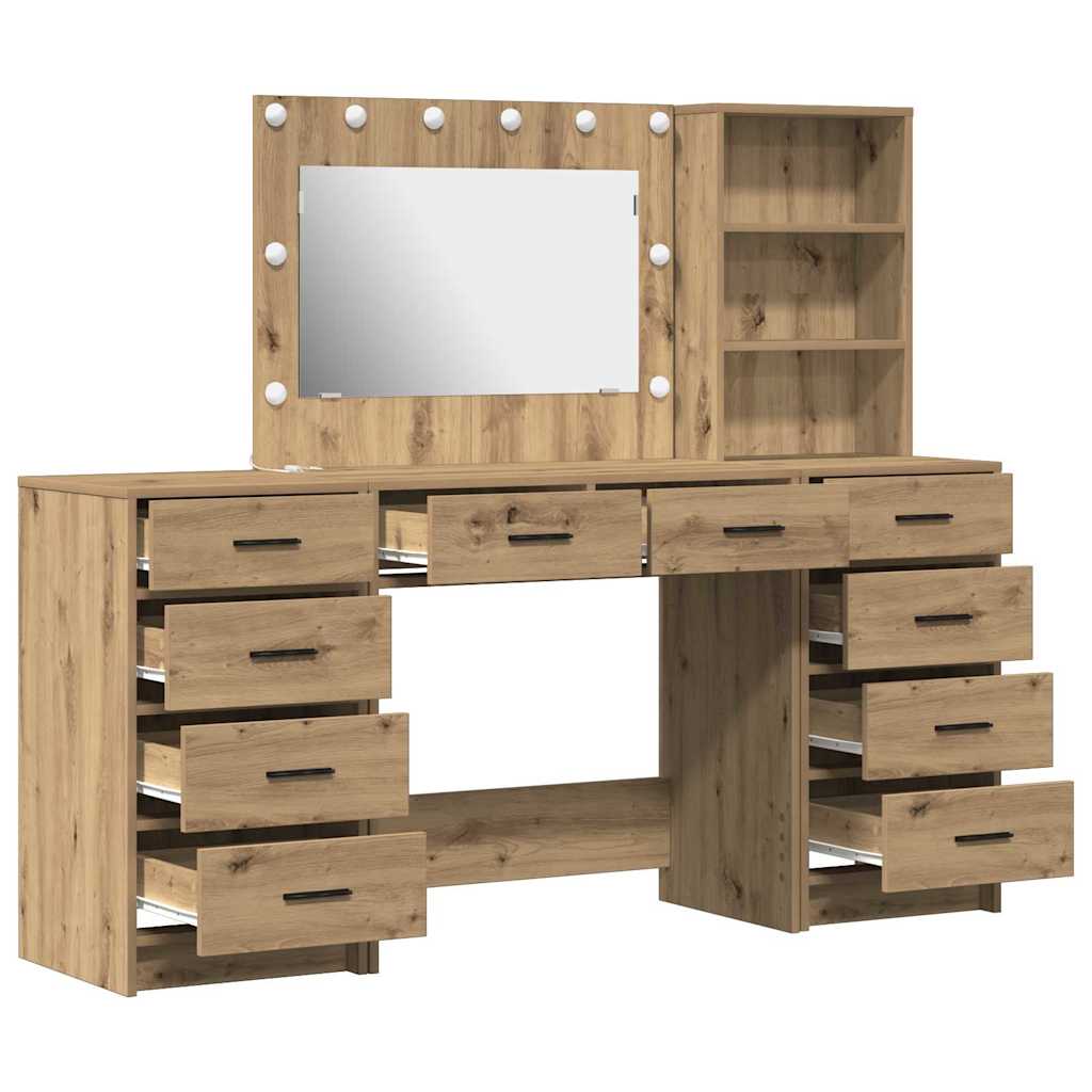 Schminktisch mit Schubladen 3 pcs Artisan-Eiche Holzwerkstoff