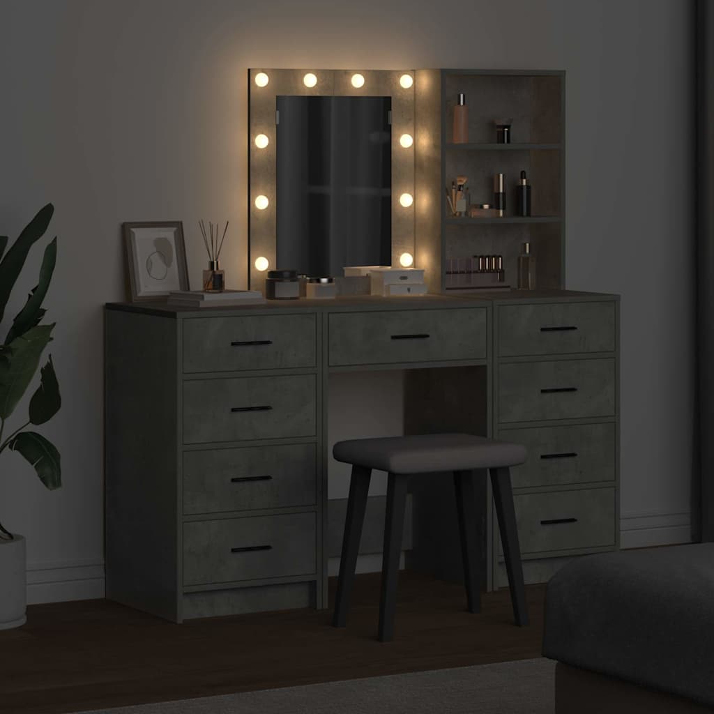 Schminktisch 3 stk. Betongrau 40 x 41 x 135 cm Holzwerkstoff