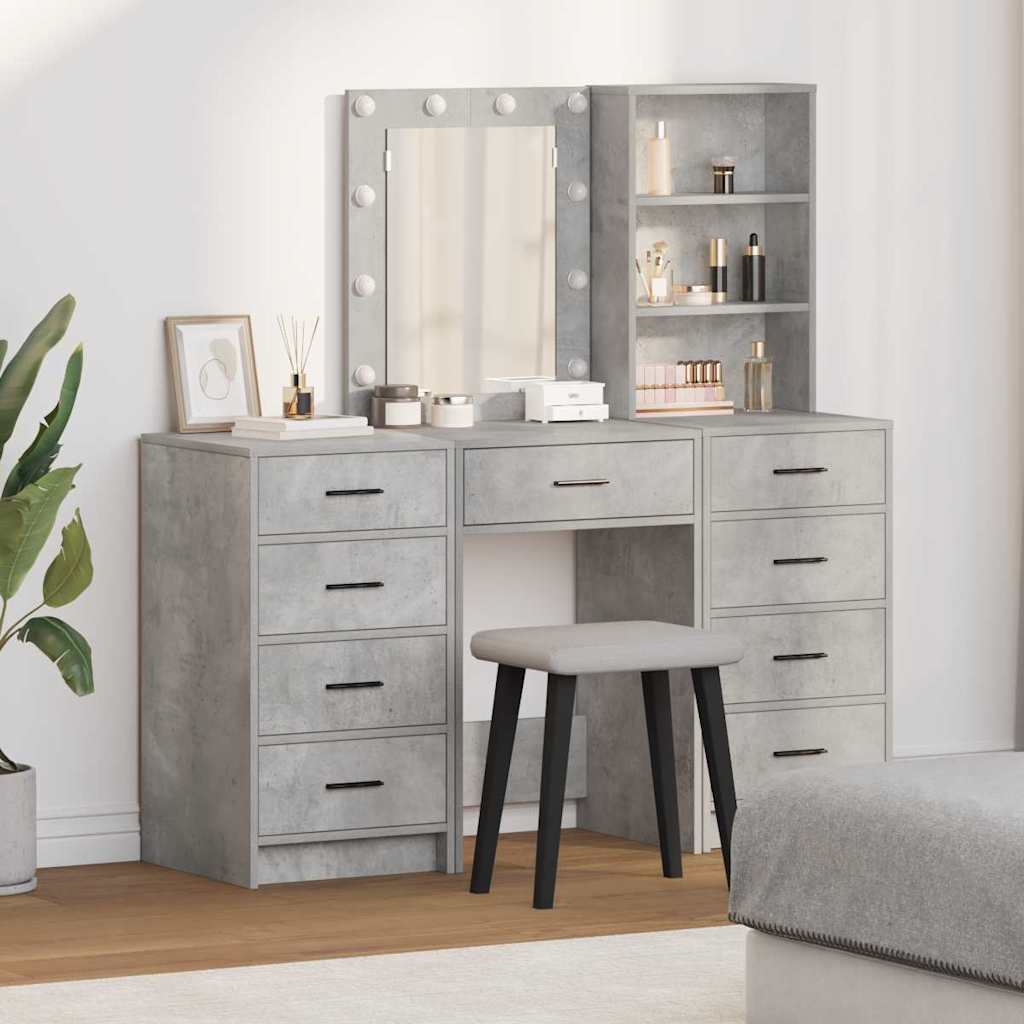 Schminktisch 3 stk. Betongrau 40 x 41 x 135 cm Holzwerkstoff