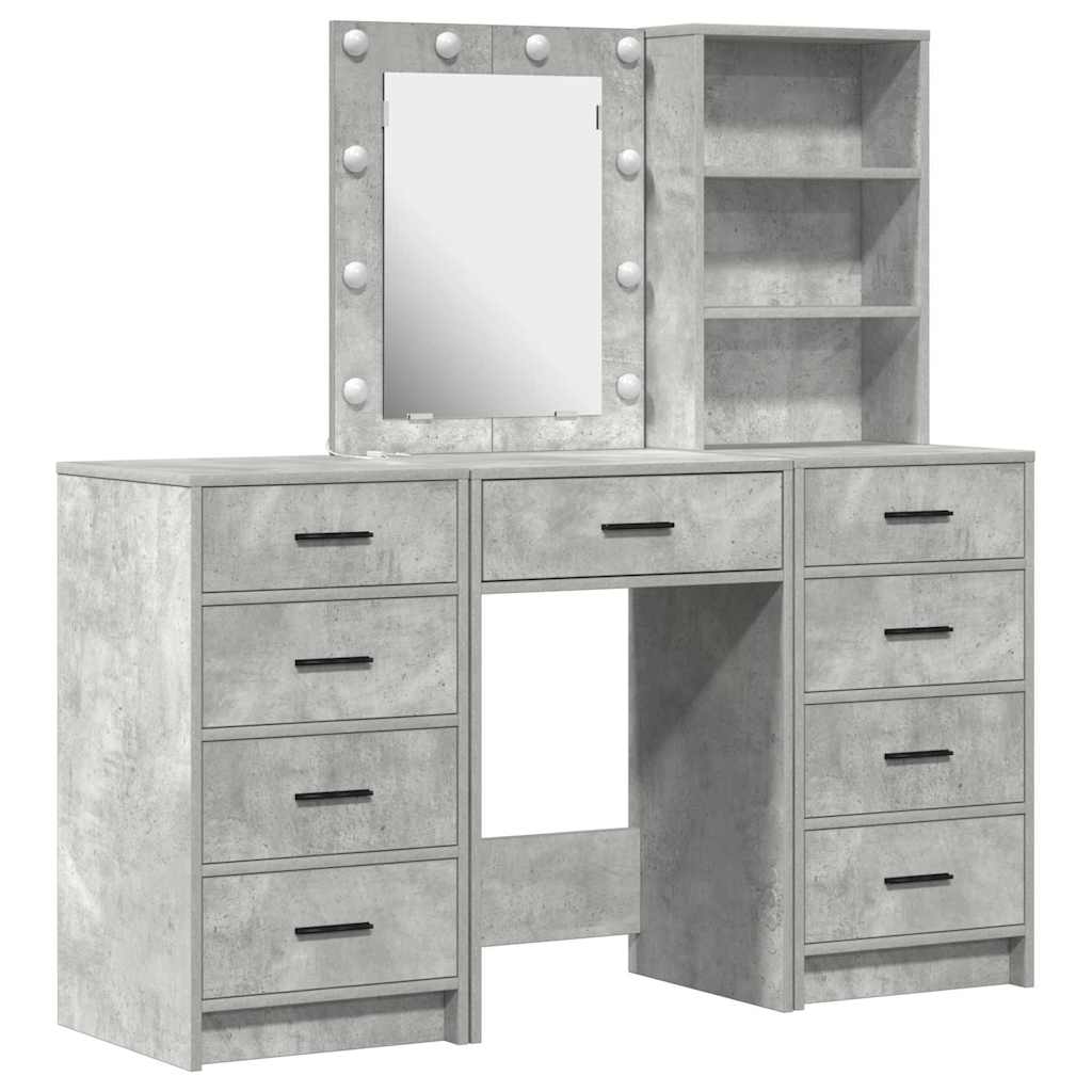Schminktisch 3 stk. Betongrau 40 x 41 x 135 cm Holzwerkstoff