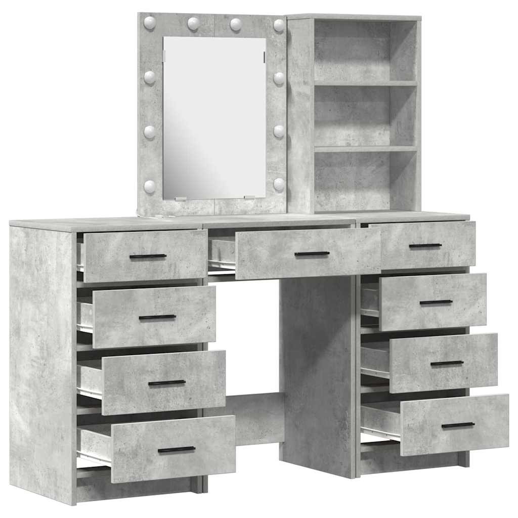 Schminktisch 3 stk. Betongrau 40 x 41 x 135 cm Holzwerkstoff