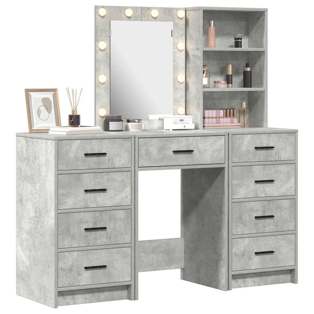 Schminktisch 3 stk. Betongrau 40 x 41 x 135 cm Holzwerkstoff