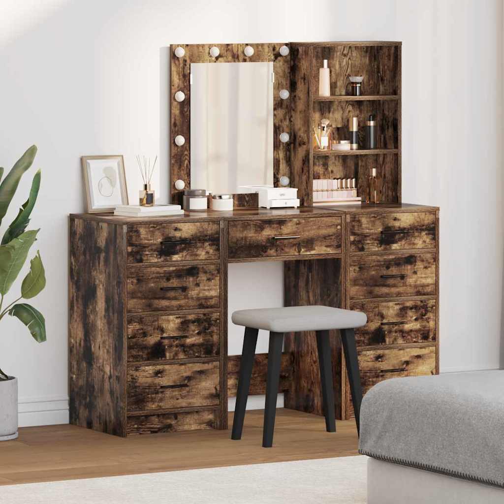 Schminktisch 3 stk. Räuchereiche 40 x 41 x 135 cm Holzwerkstoff