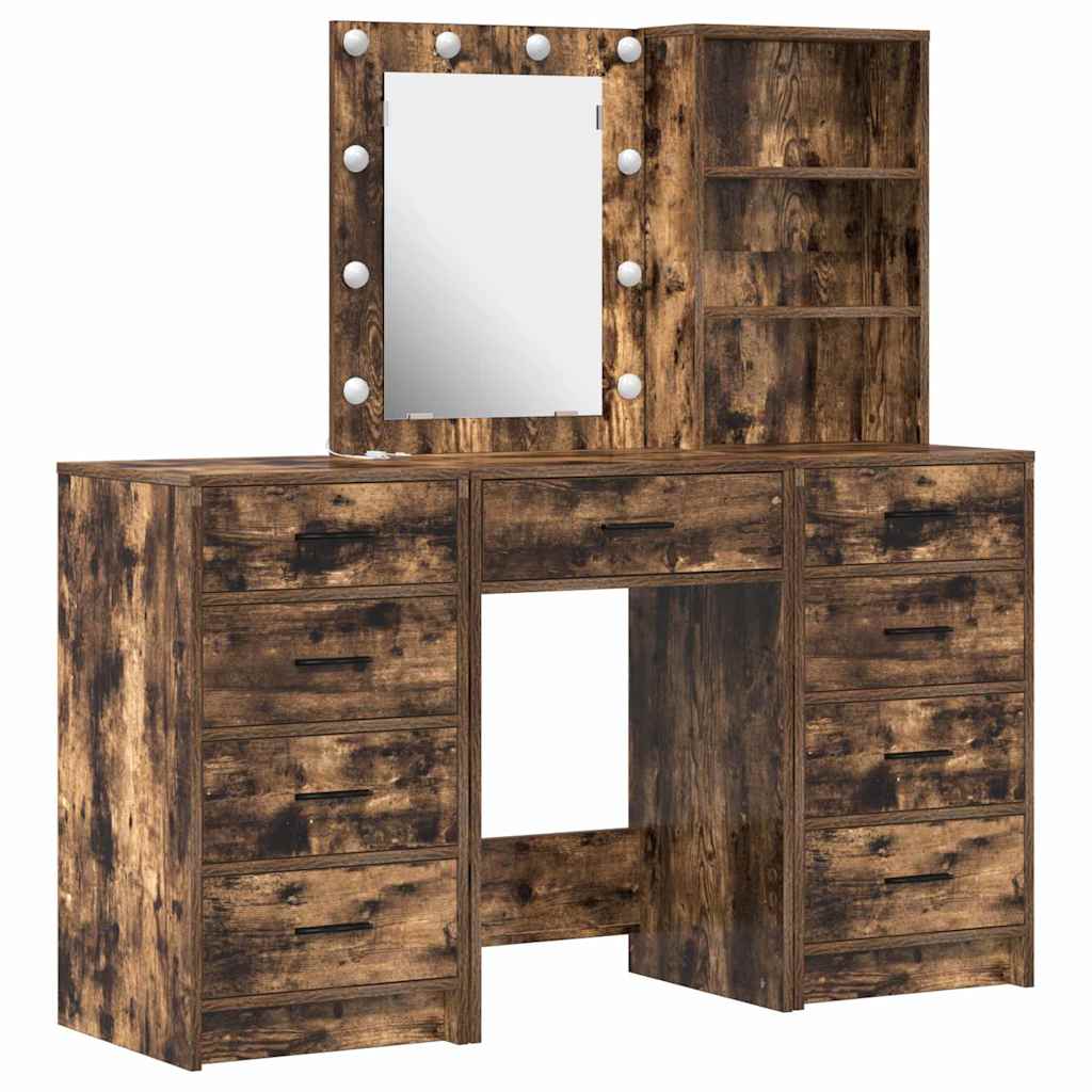 Schminktisch 3 stk. Räuchereiche 40 x 41 x 135 cm Holzwerkstoff