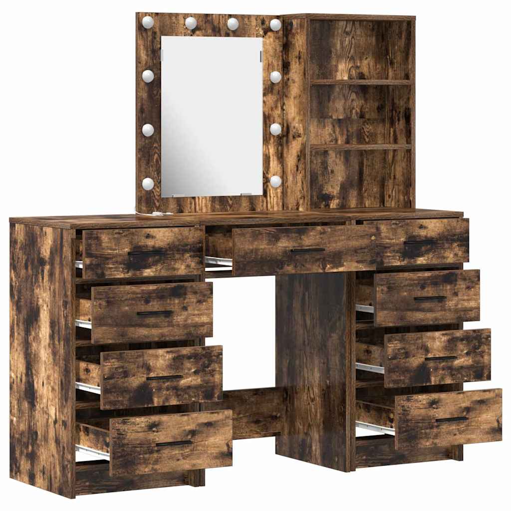 Schminktisch 3 stk. Räuchereiche 40 x 41 x 135 cm Holzwerkstoff