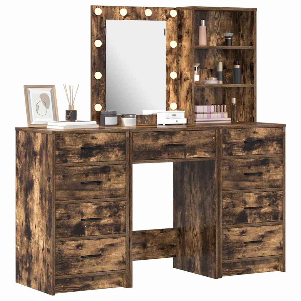Schminktisch 3 stk. Räuchereiche 40 x 41 x 135 cm Holzwerkstoff