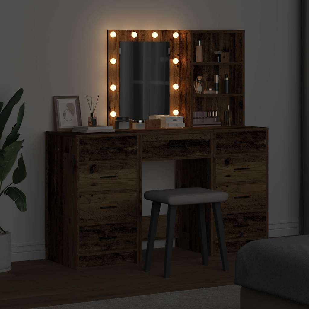 Schminktisch 3 stk. Altholz 40 x 41 x 135 cm Holzwerkstoff