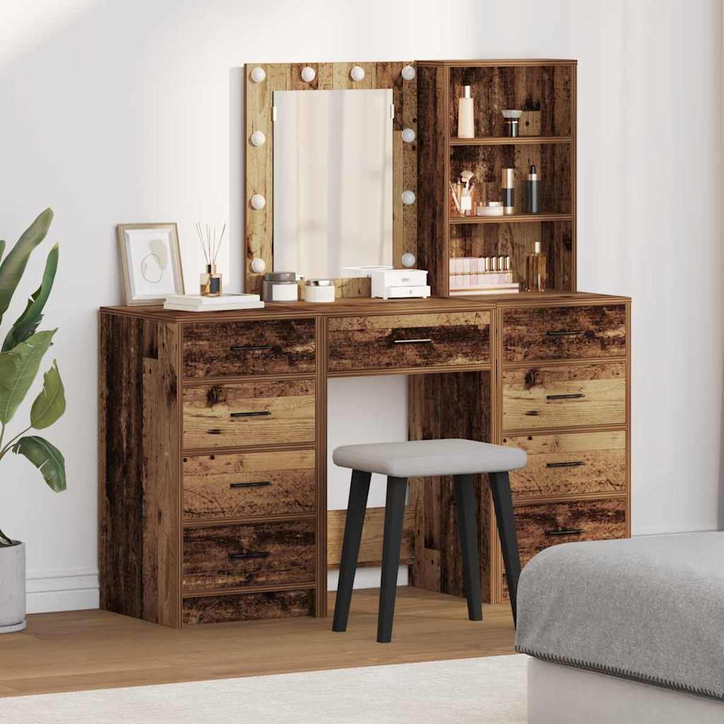Schminktisch 3 stk. Altholz 40 x 41 x 135 cm Holzwerkstoff