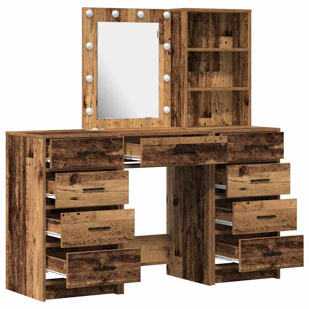 Schminktisch 3 stk. Altholz 40 x 41 x 135 cm Holzwerkstoff