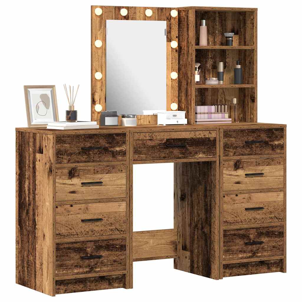 Schminktisch 3 stk. Altholz 40 x 41 x 135 cm Holzwerkstoff