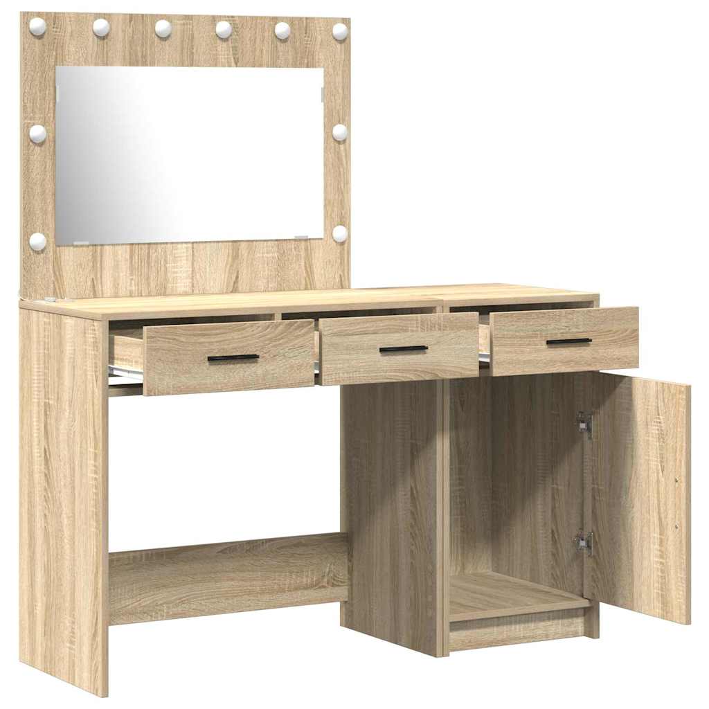 Schminktisch mit Spiegelbeleuchtung 2 pcs Braun Holzwerkstoff