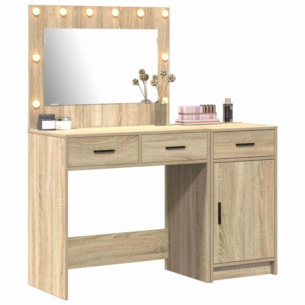 Schminktisch mit Spiegelbeleuchtung 2 pcs Braun Holzwerkstoff