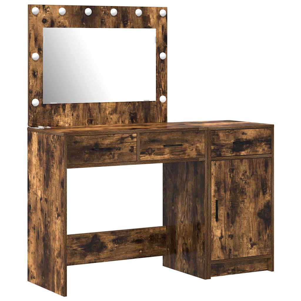 Schminktisch mit Spiegelbeleuchtung 2 pcs Braun Holzwerkstoff