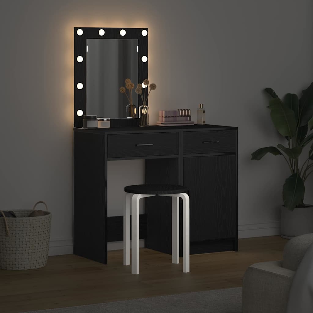 Schminktisch 2 stk. Schwarz 50 x 41 x 135 cm Holzwerkstoff
