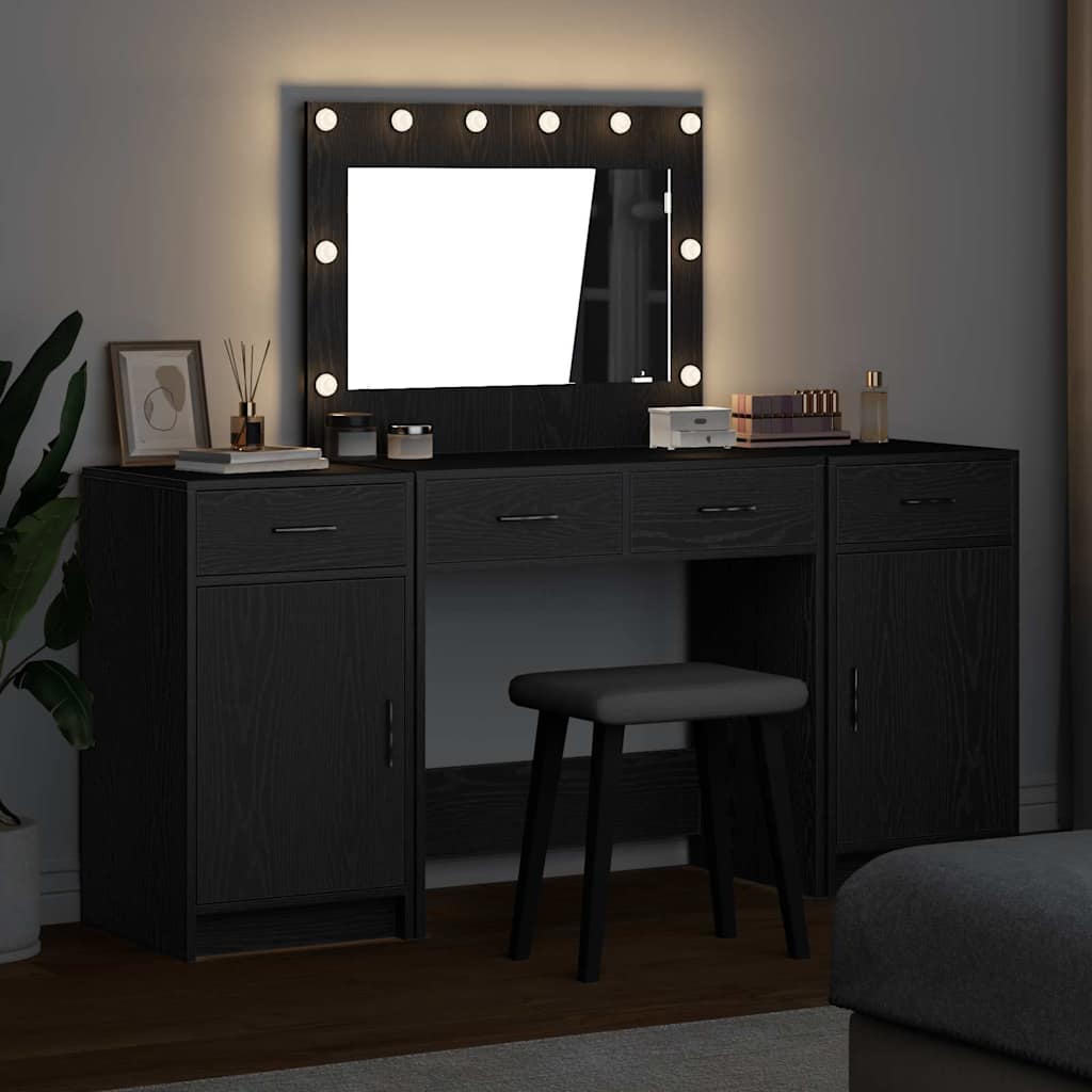 Schminktisch 3 stk. Schwarz 78,5 x 41 x 135 cm Holzwerkstoff
