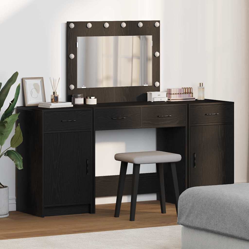 Schminktisch 3 stk. Schwarz 78,5 x 41 x 135 cm Holzwerkstoff