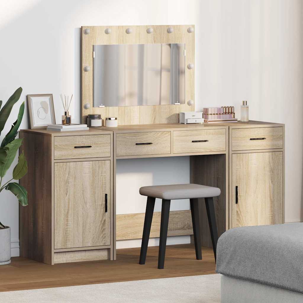 Schminktisch 3 stk. Braun 78,5 x 41 x 135 cm Holzwerkstoff