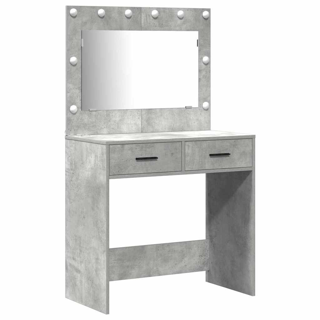 Schminktisch mit Spiegelbeleuchtung 3 pcs Grau Holzwerkstoff