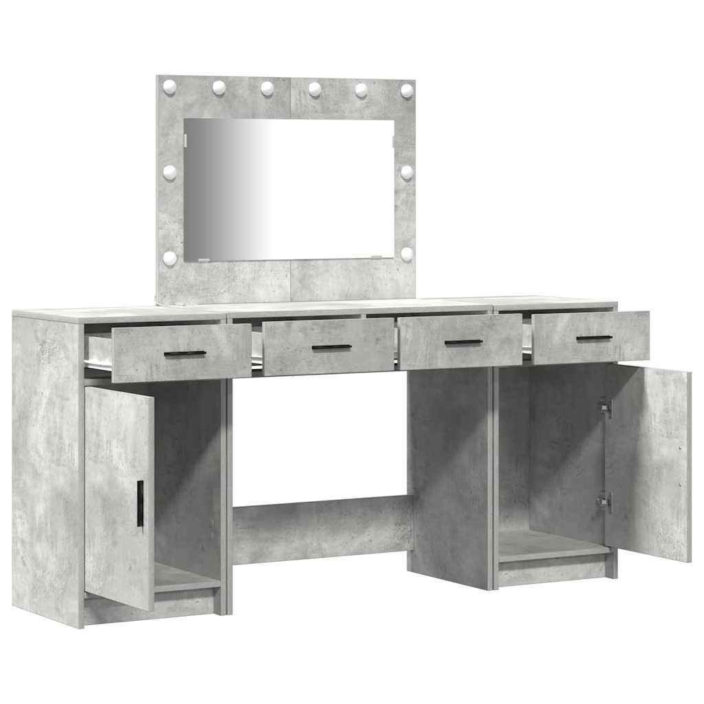 Schminktisch mit Spiegelbeleuchtung 3 pcs Grau Holzwerkstoff