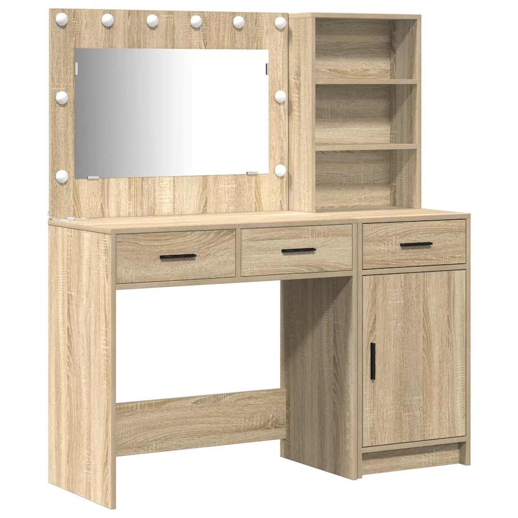 Schminktisch mit Spiegelbeleuchtung 2 pcs Braun Holzwerkstoff