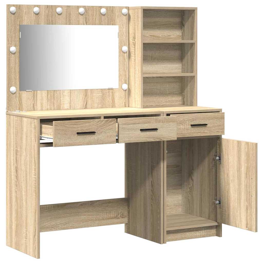 Schminktisch mit Spiegelbeleuchtung 2 pcs Braun Holzwerkstoff