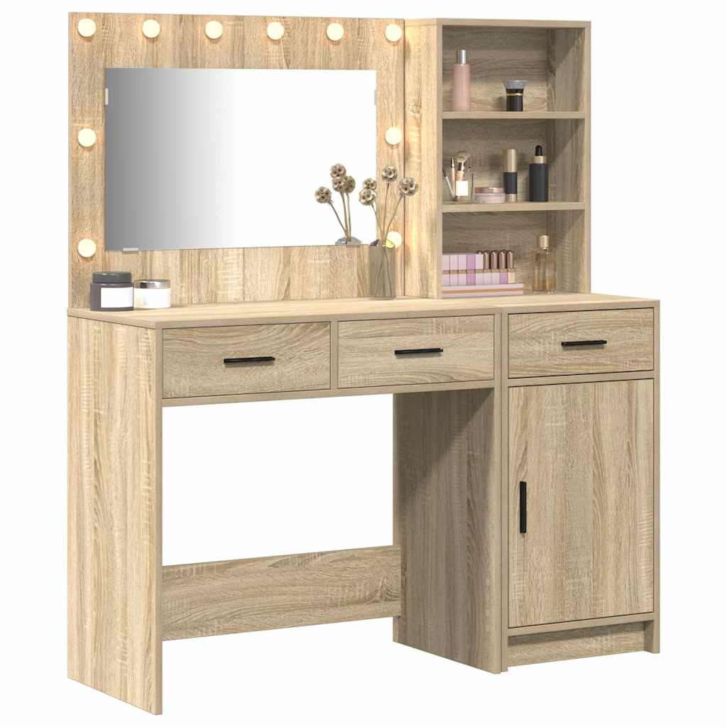 Schminktisch mit Spiegelbeleuchtung 2 pcs Braun Holzwerkstoff