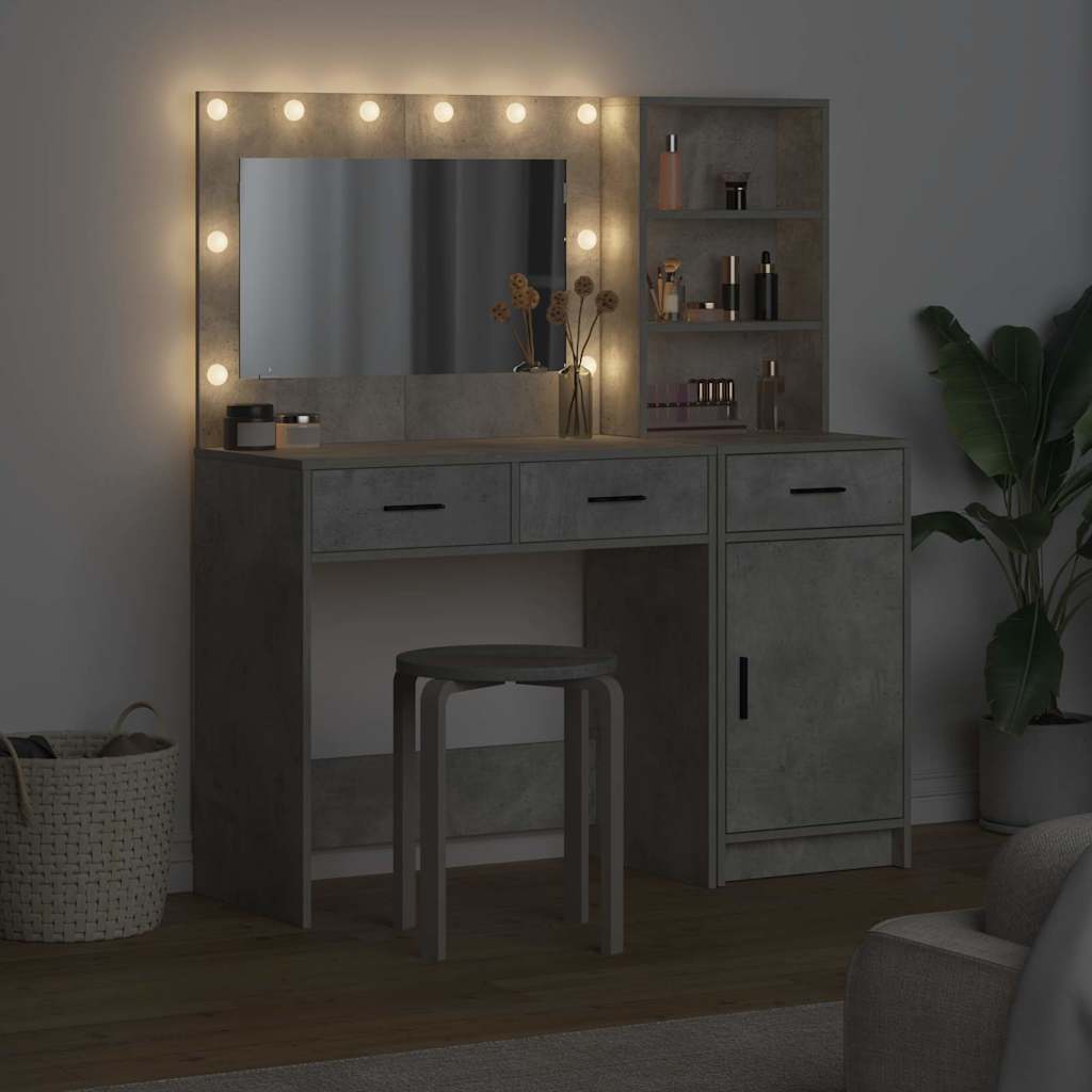 Schminktisch mit Spiegelbeleuchtung 2 pcs Grau Holzwerkstoff