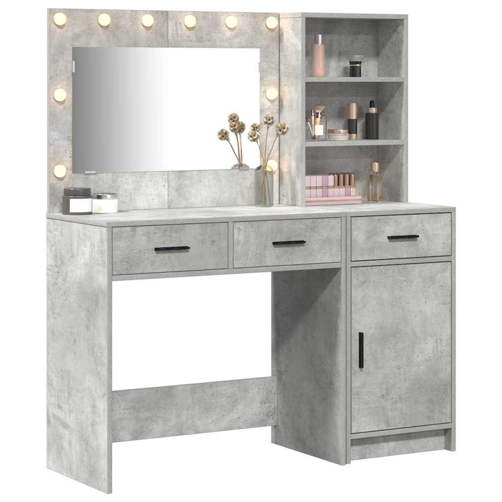 Schminktisch mit Spiegelbeleuchtung 2 pcs Grau Holzwerkstoff