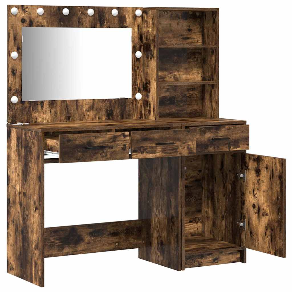 Schminktisch mit Spiegelbeleuchtung 2 pcs Braun Holzwerkstoff